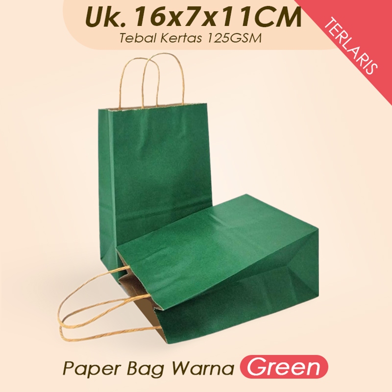 

(HIJAU TUA) Paper Bag Mini Packing Parfum Souvenir 16x7x11 CM / Paper Bag Kado Wedding Aksesoris / Papper Bag Warna Polos Packaging Parfume