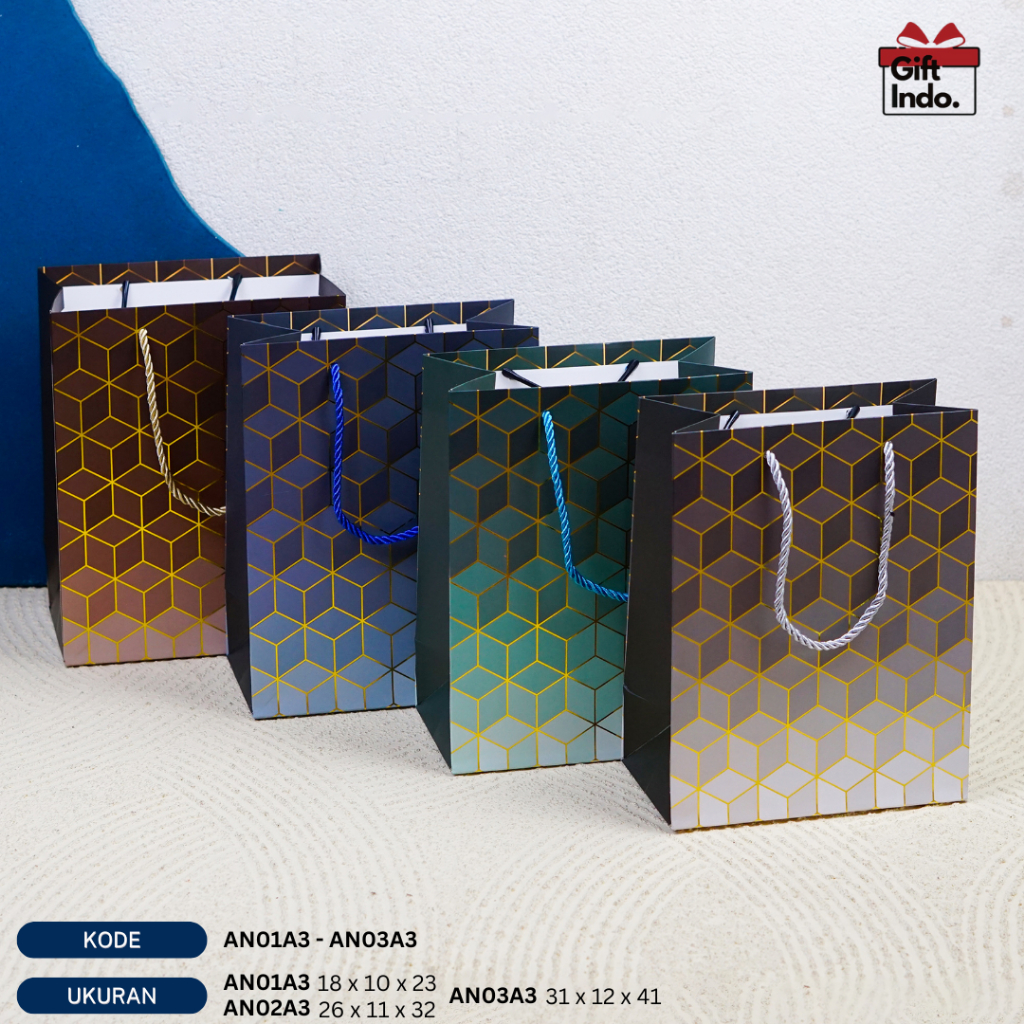 

Paperbag / Paper Bag Tebal / Tas Kado / Tas Souvenir / Paperbag Hadiah Ultah / Paperbag Besar / Tas Hampers / Paperbag Hotprint Emboss | AN01A3 - AN03A3