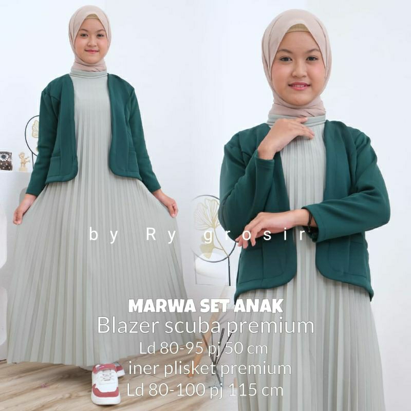 Setelan Anak Blazer Plos Iner Plisket Kekinian