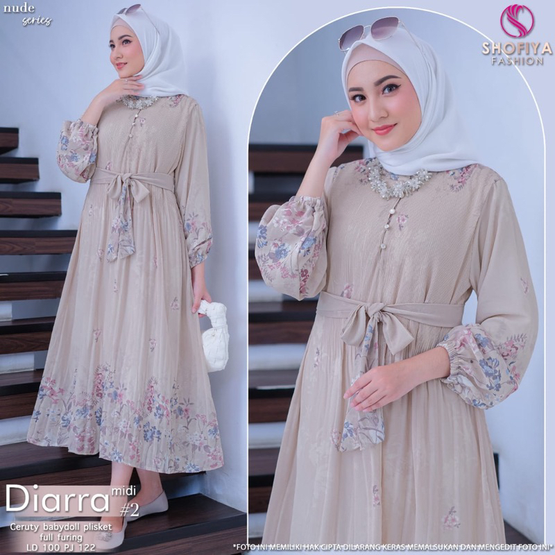 Gamis diarra shofiya / diara shofiya / original shofiya / gamis midi shofiya / plisket shofiya / dia