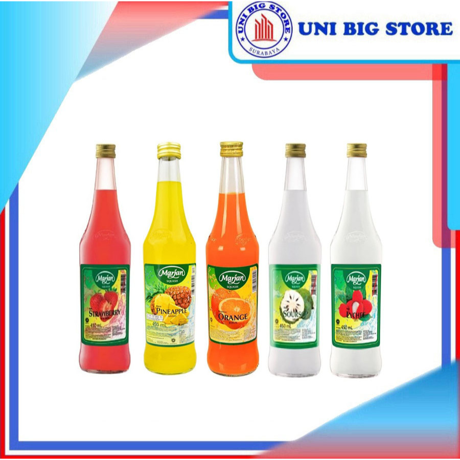 

Marjan Squash Sirup Leci Jeruk Orange Strawberry Sirsak Nanas 450 ml Syrup