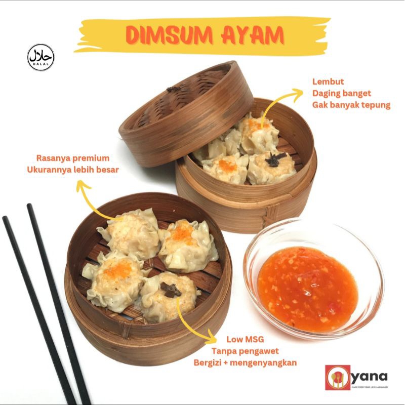 

Dimsum Ayam Oyana 10pcs Premium Siap Kukus/Goreng Frozen Halal