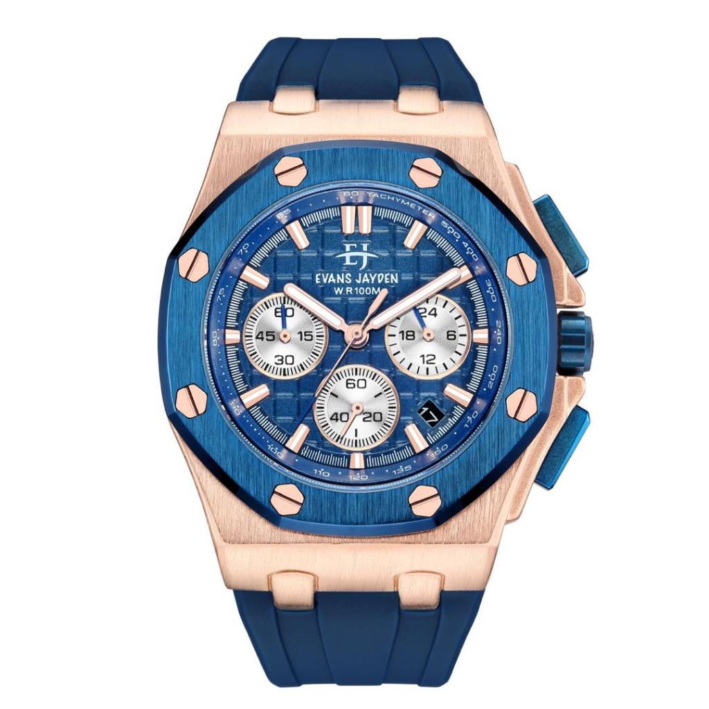 Original 100% Jam Tangan Evans Jayden 9560 Original Chronograph Rubber Strap Fullset