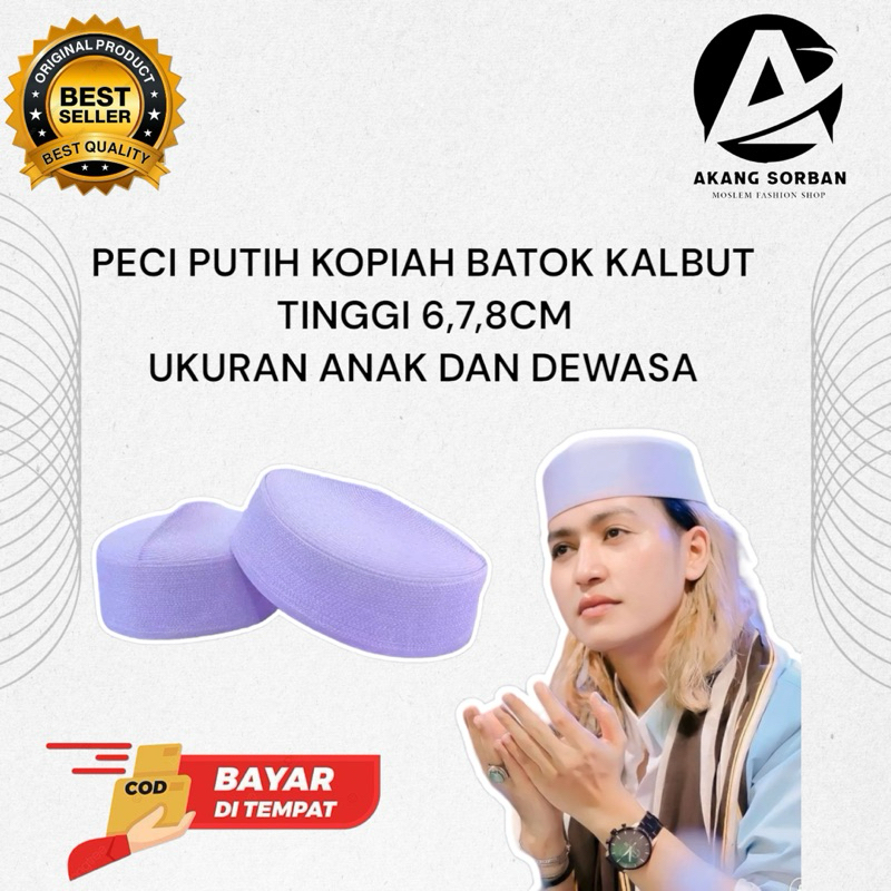 PECI PUTIH HABIB BAHAR PECI HAJI PECI MURAH SONGKOK KOPYAH PUTIH ANAK