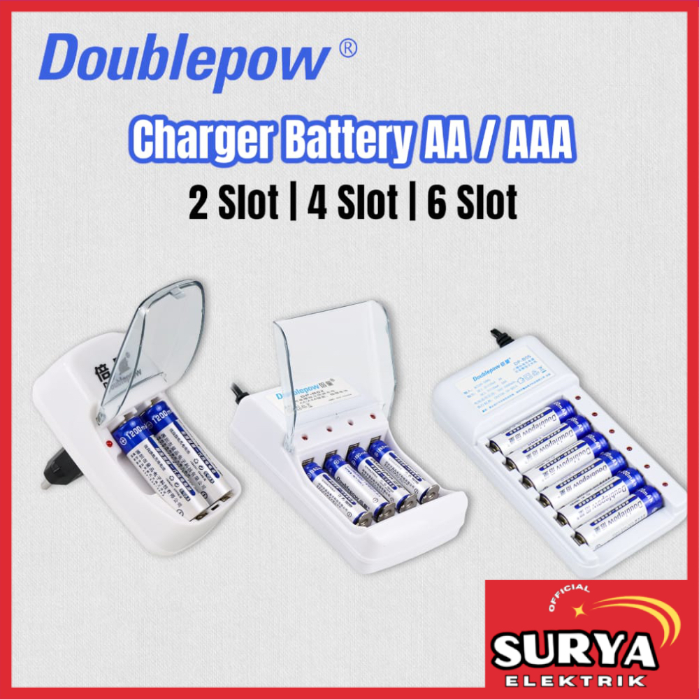 Charger Baterai 2 / 4 / 6 / 8 Slot AA / AAA DOUBLEPOW DP-B01 / DP-B02 / DP-B06 AA Plus Battery 1200m