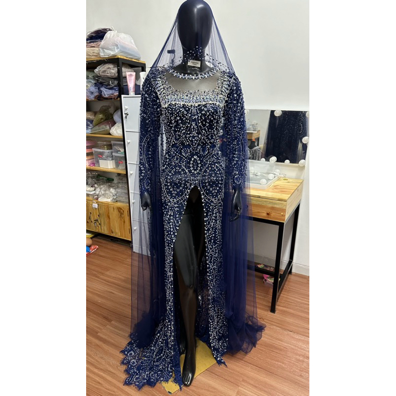 kebaya navy silver full payet