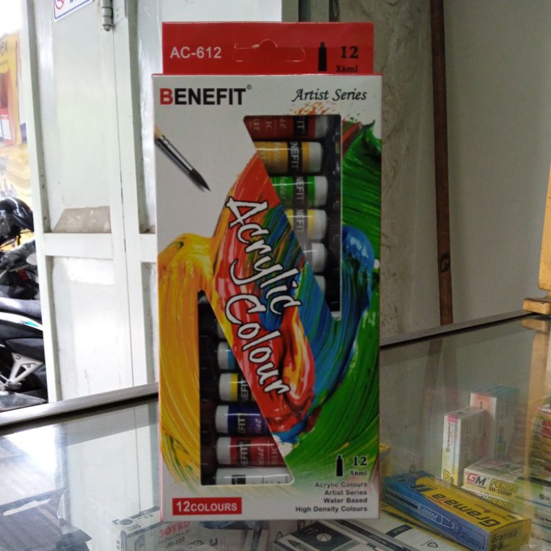 

(PROMO) Cat Acrylic Benefit 12warna Free 1pc Kuas no 1