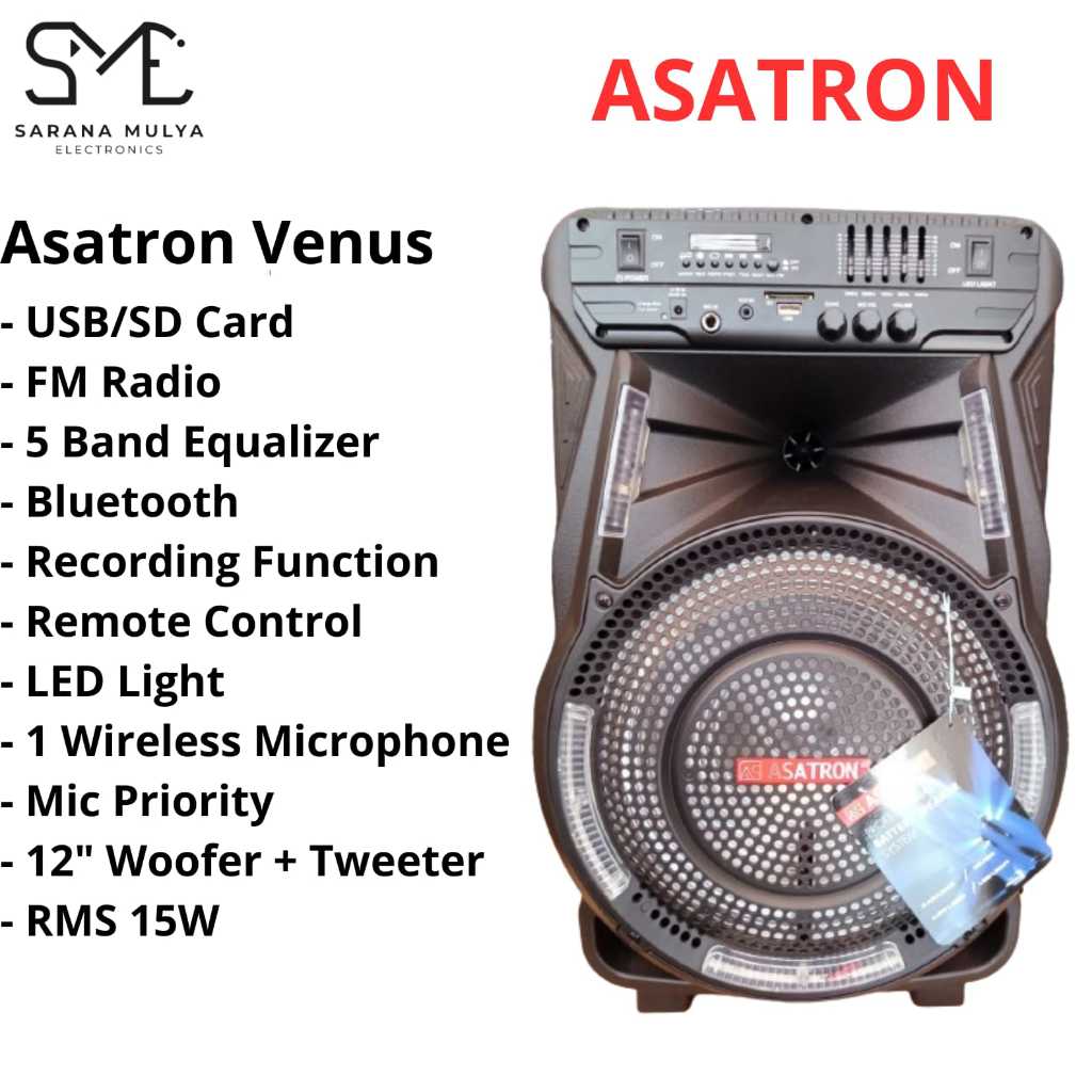 SPEAKER BLUETOOTH PORTABLE ASATRON VENUS 12"