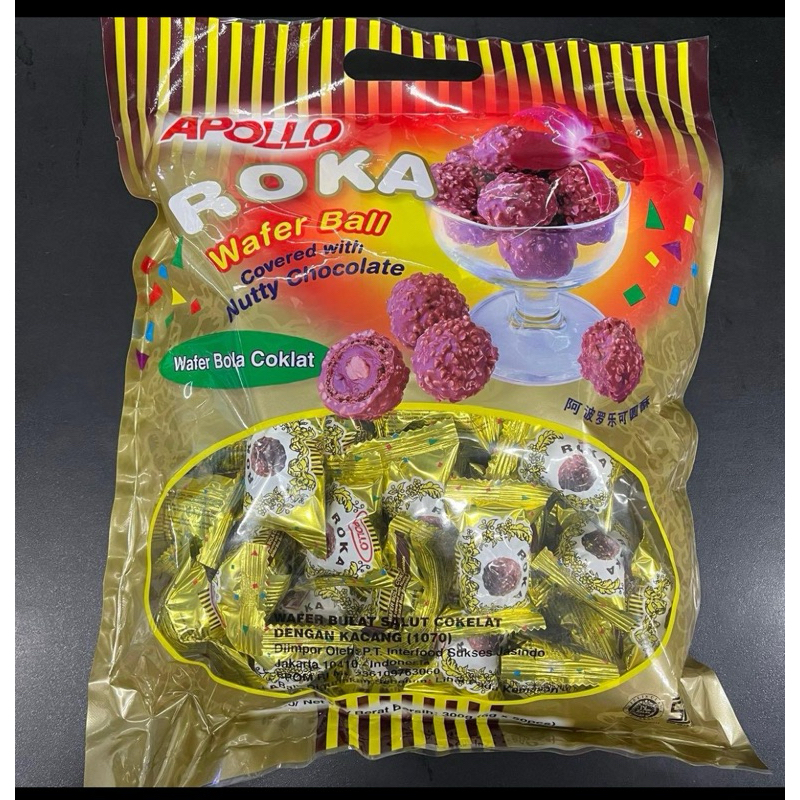 

Apollo Roka Wafer Ball isi 50 Nutty Chocolate Wafer Bola 300g