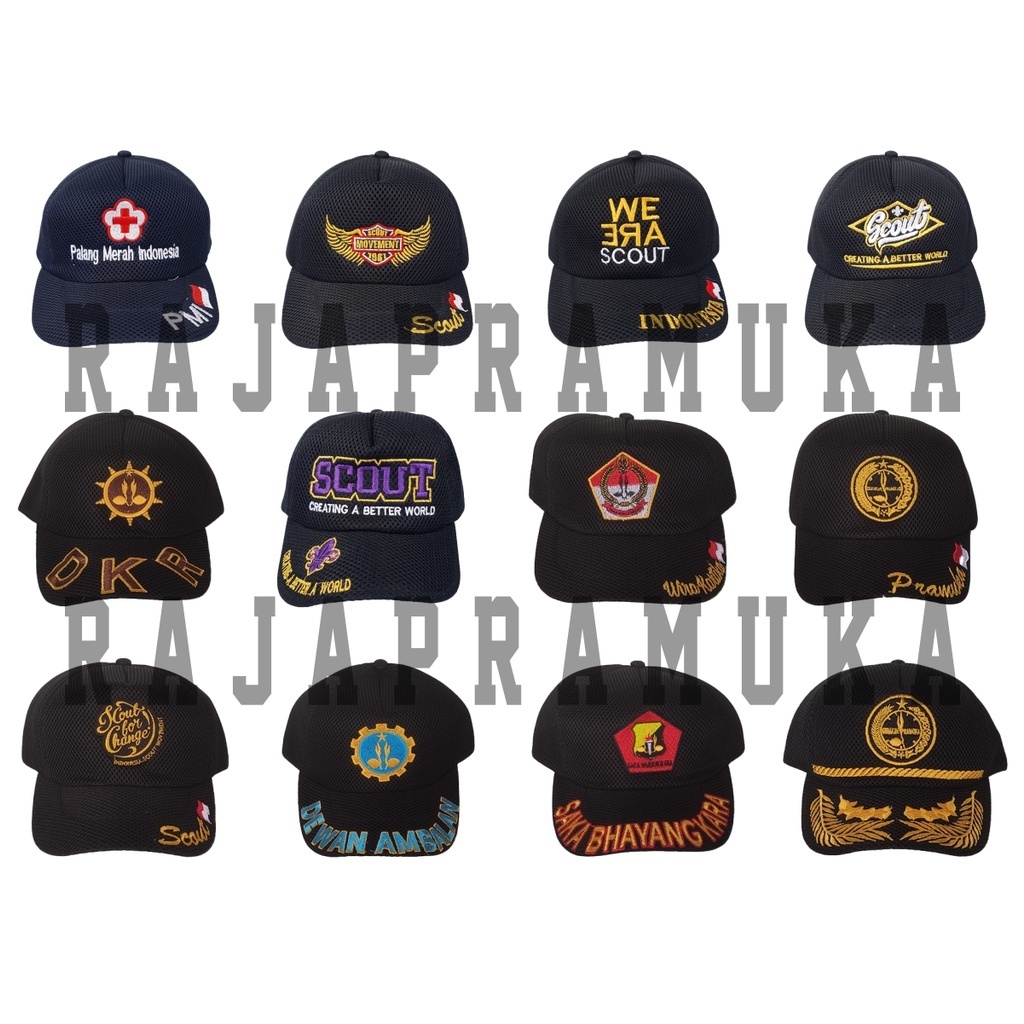 TOPI PRAMUKA JARING DOBELMESH PREMIUM TOPI AMBALAN SAKA WIRAKARTIKA SAKA BHAYANGKARA SCOUT PRAMUKA P