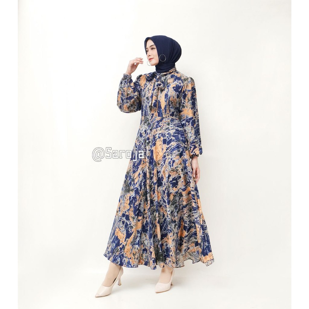 BARAJA | Baju Dress Nadira Rayon Twill Shakila | Gamis Wanita Terbaru | Dres Kondangan Kringkel | At