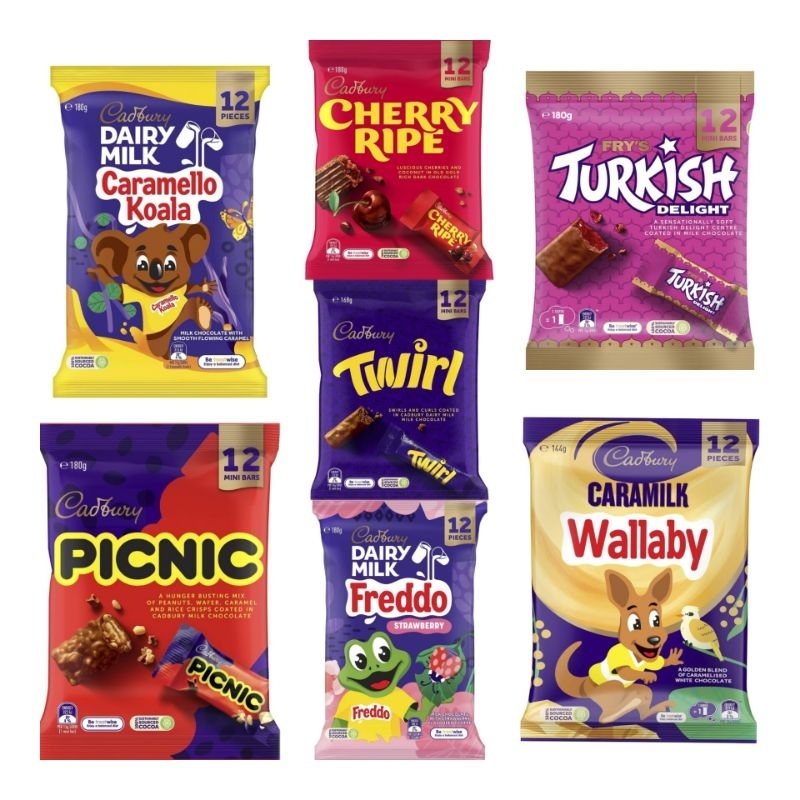 

Ready stok (bisa Cod) Cadbury Cherry Ripe, Caramello Koala, Turkish,Twirl, Picnic, Freddo Strawberry, Wallaby