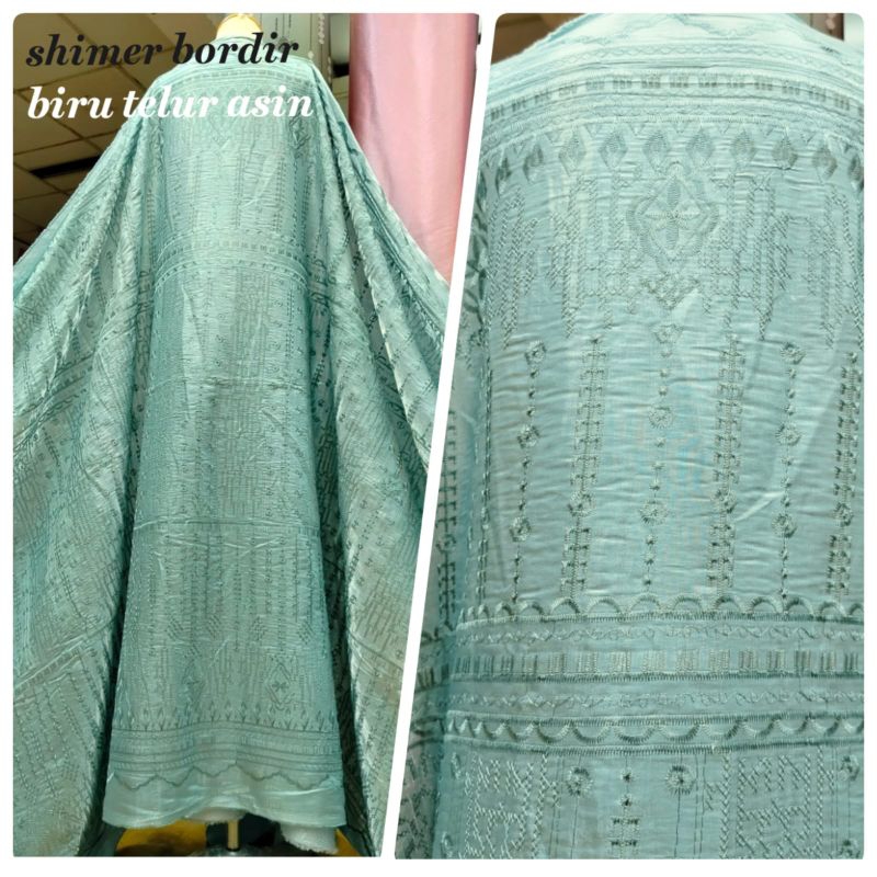 kain shimer bordir/bahan gamis dress seragam keluarga