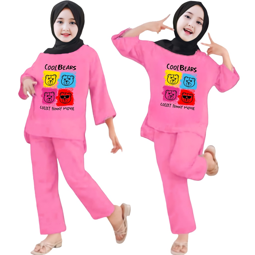 Cilla - Setelan Anak Perempuan Set Tunik Anak Tanggung Muat Umur 3-12 Tahun