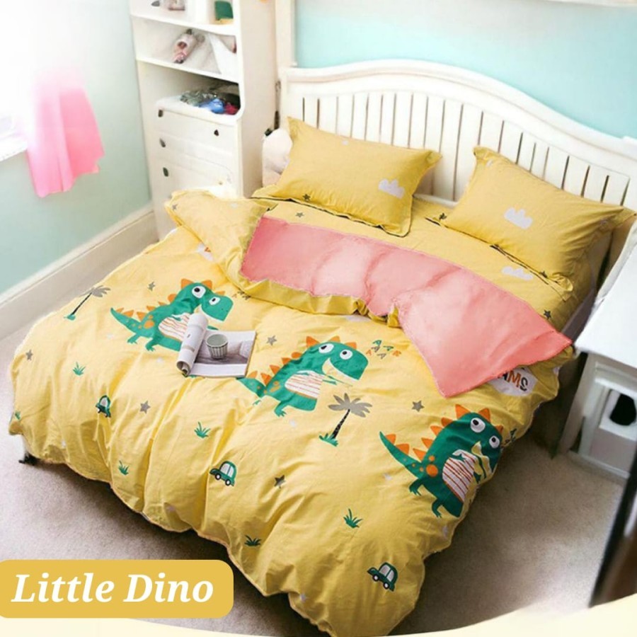 Selimut Anak | Bedcover Saja Tanpa Sprei Katun Motif Anak Little Dino | Bedcover Anak Cowok Cewek