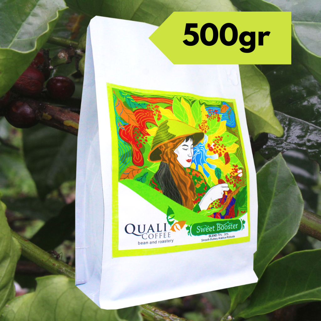 

Kopi Sweet Booster Blend 500 gram (70% Arabica - 30% Robusta Espresso Blend) by Quali Coffee