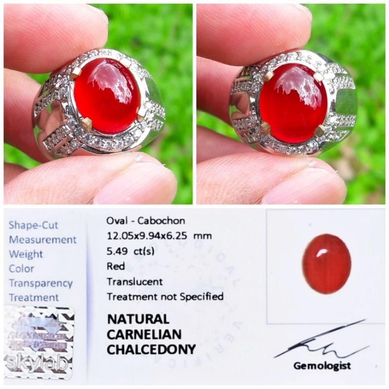 Cincin Batu Akik Red Baron Top Quality Red Carnelian Chalsedony Memo