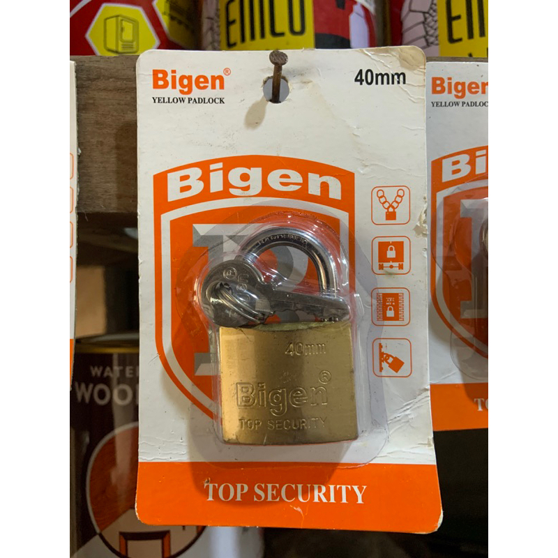 GEMBOK KOPER / GEMBOK KUNING BIGEN BLISTER 40MM