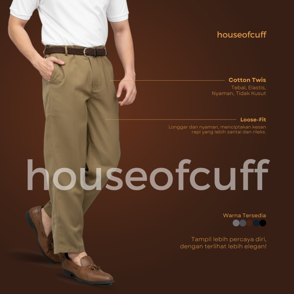 Houseofcuff Celana Panjang Bahan Regular Loose Fit Pants Hitam