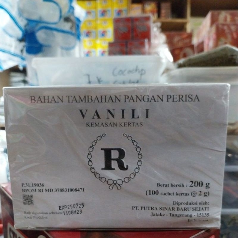 

1 kotak Vanili Sachet 100 x 2 g