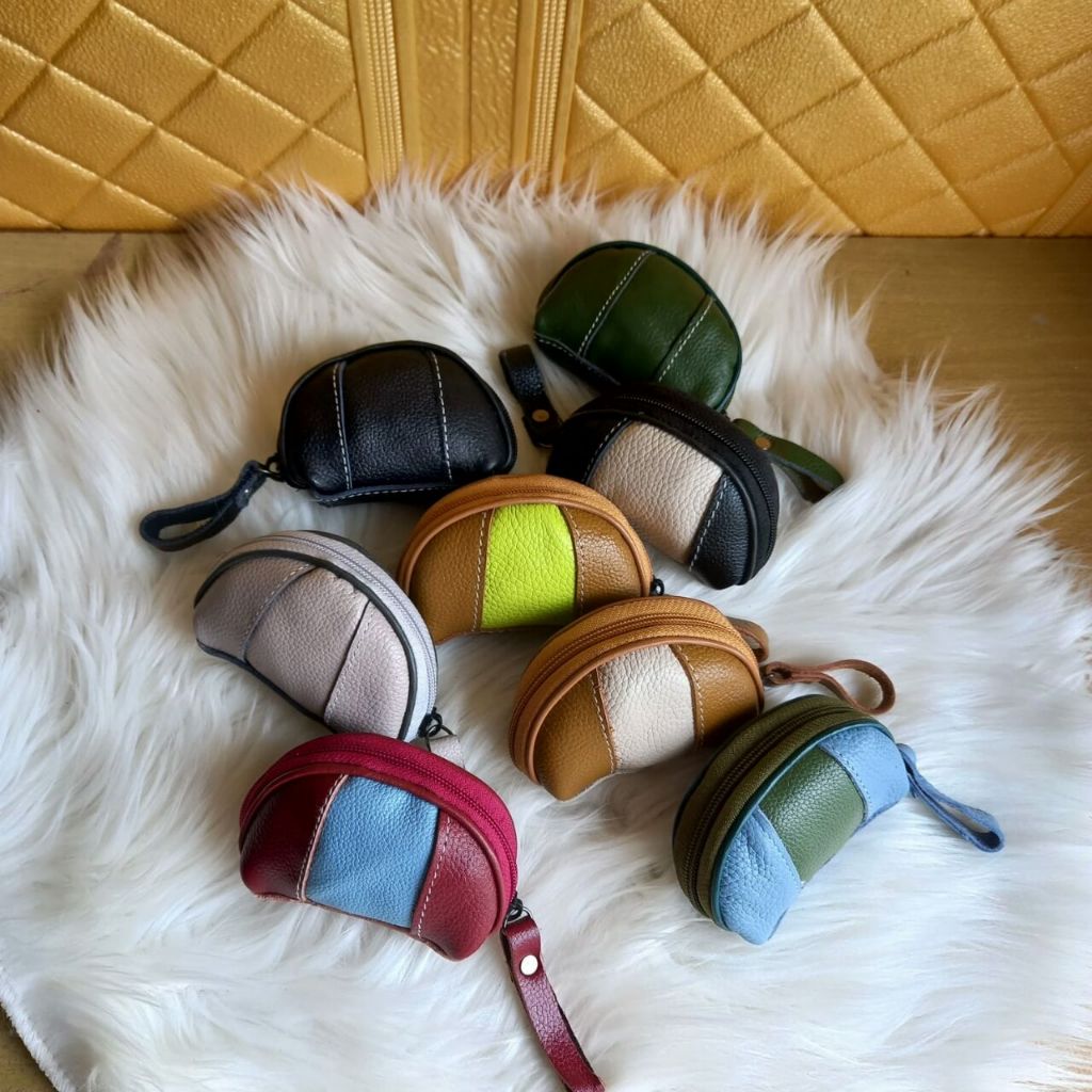 Dompet Clucth Pouch Kulit Sapi Asli Garut Koin Kartu Kecil Wanita Snail