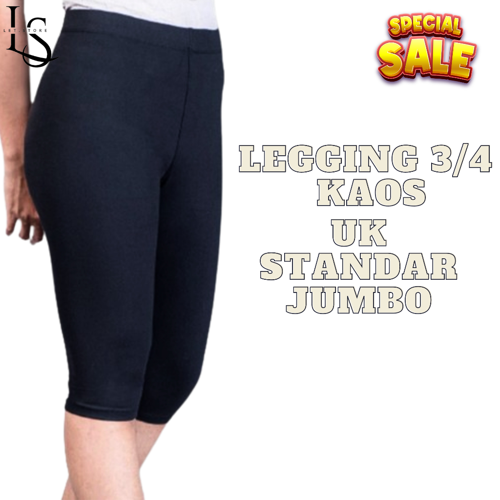 Legging Wanita Pendek Bahan Kaos Polos 3/4