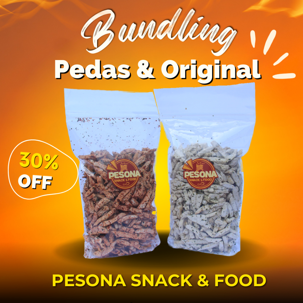 

[BUNDLING] Basreng Pedas 500 Gram & Original 500 Gram By Pesona Snack