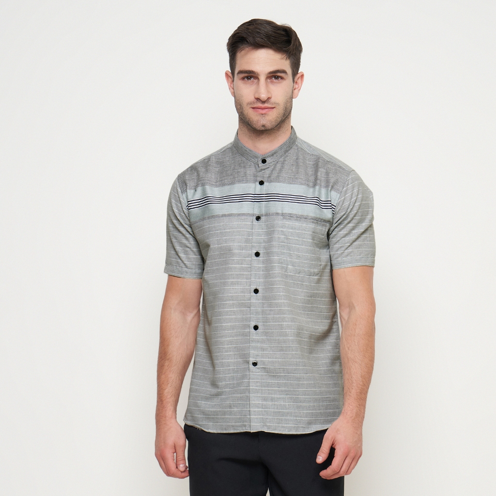 Baju Muslim Pria Baju Koko Motif Lengan Pendek Motif Hijau Muda OLRM165