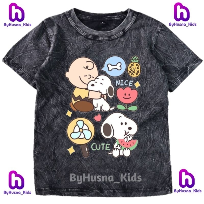BAJU WASHED ANAK KAOS ANAK SNOOPY ATASAN ANAK PEREMPUAN ANAK CEWEK UNISEX PAKAIAN ANAK BAHAN PREMIUM