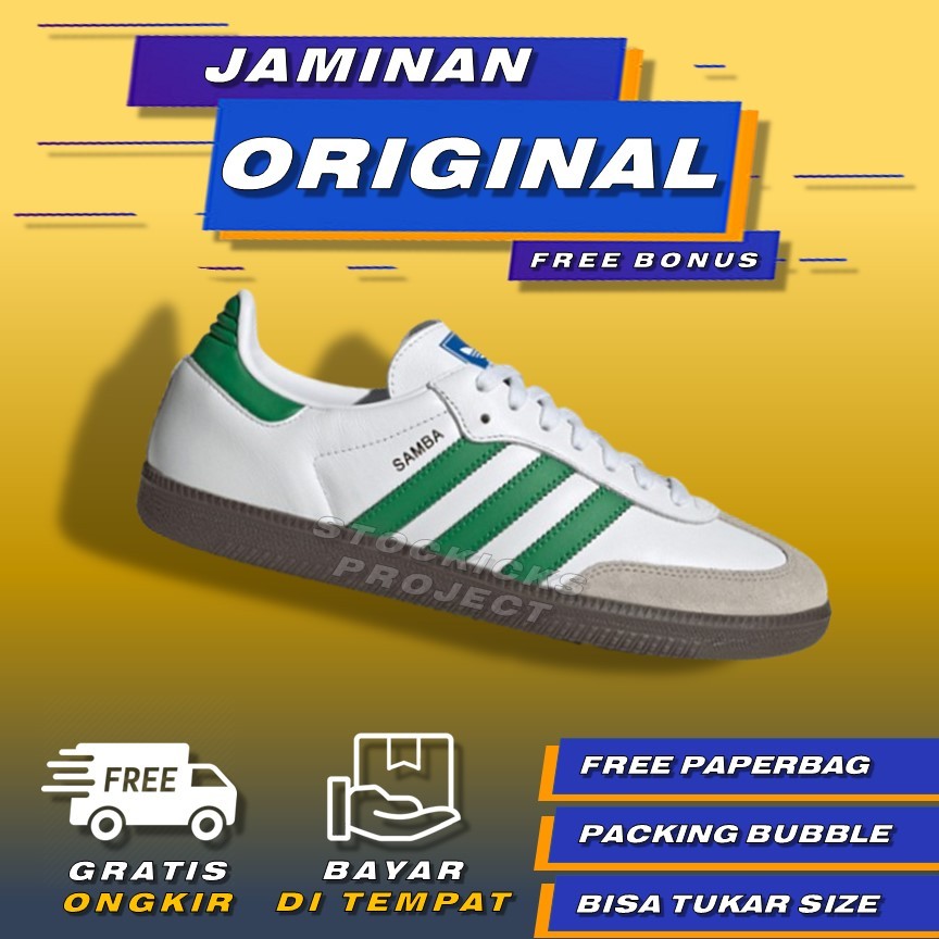 Sepatu Adidas Samba OG Green White Original Adidas Samba Original Pria Wanita Original 100%