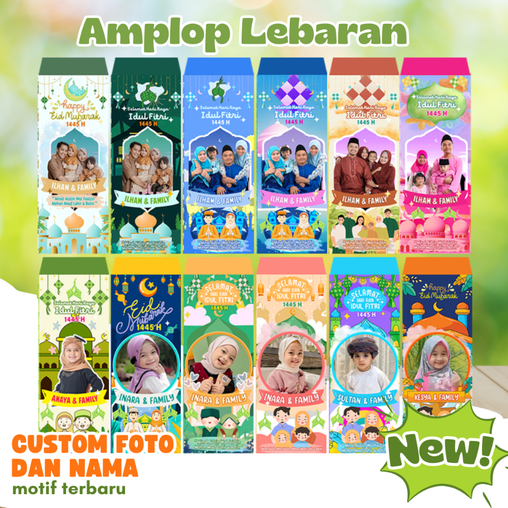 

isi 10 pcs amplop lebaran custom pakai foto keluarga TERBARU