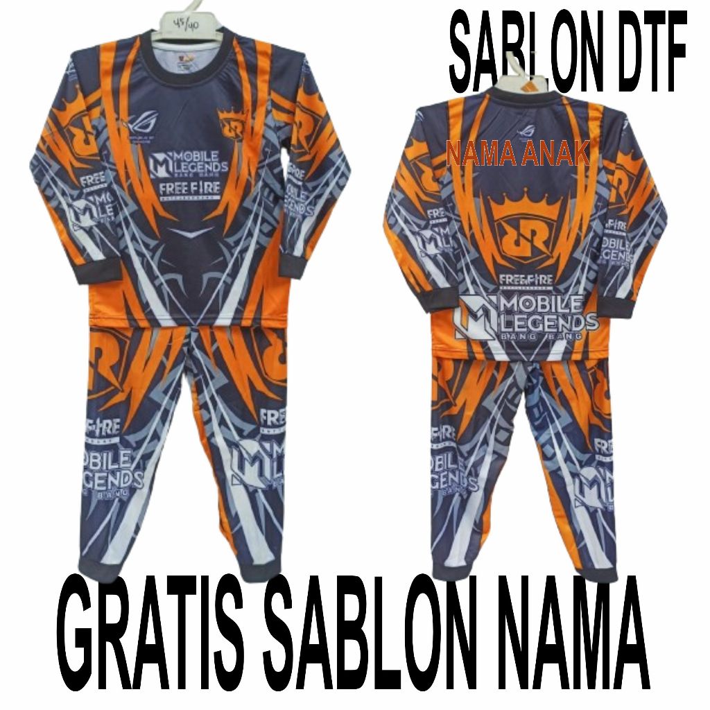 setelan baju tidur anak rrq Free fire setelan baju tidur piyama anak free fire full printing