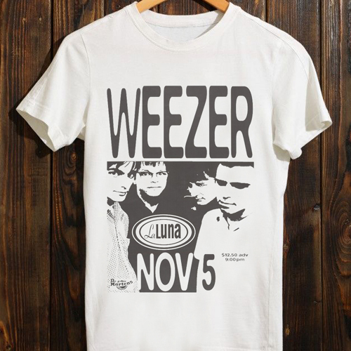 Kaos Weezer Laluna Tour Tshirt Bahan 100% Cotton Casual T-SHIRT WHITE