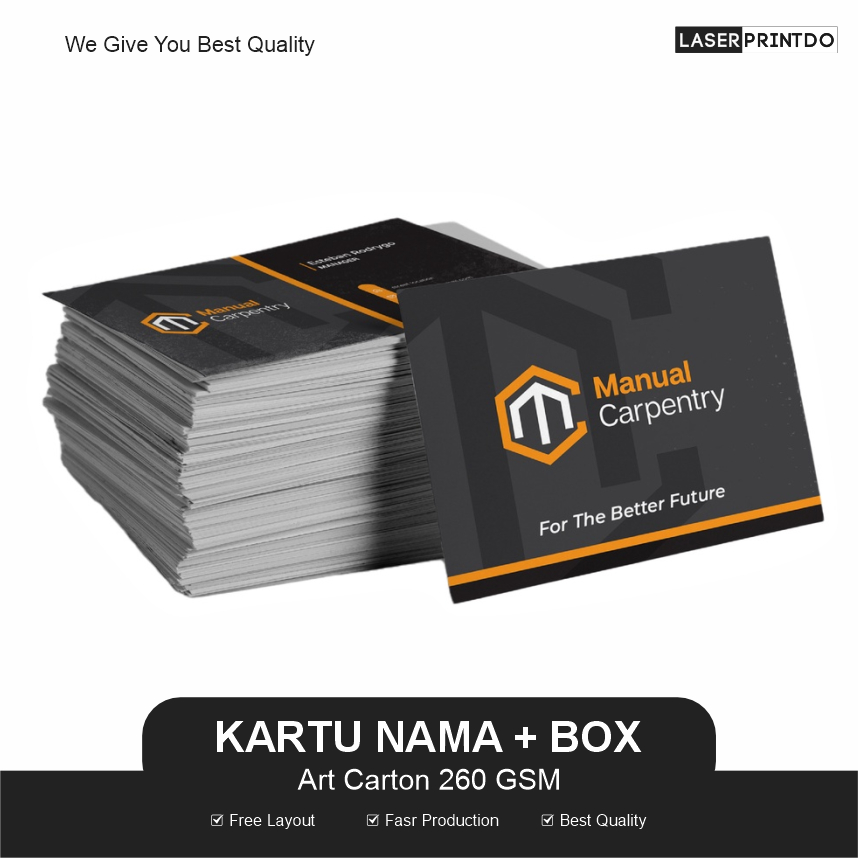 Custom Kartu Nama Include Box Ekonomis Murah Bahan Art Carton 260gsm