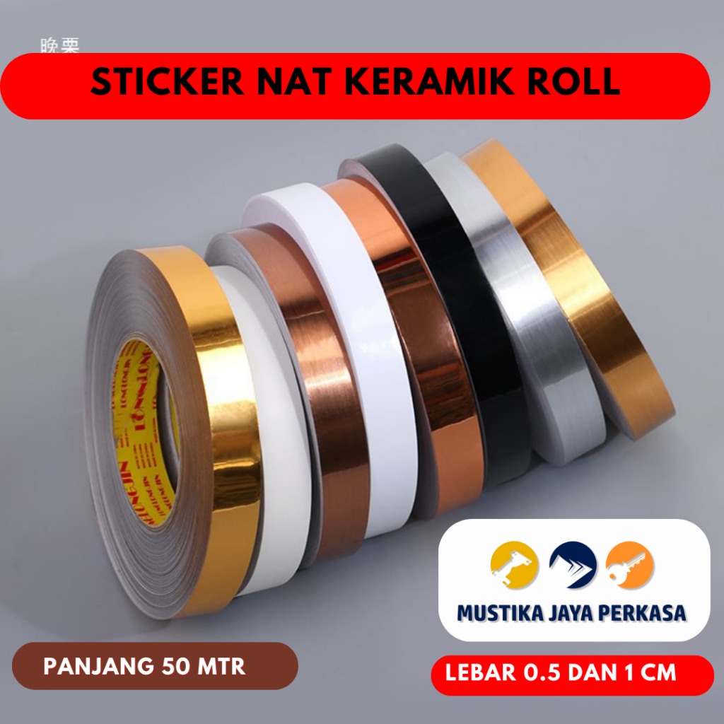 Stiker Nat Keramik Emas Gold Roll Panjang 50 Mtr / Sticker Pembatas Keramik