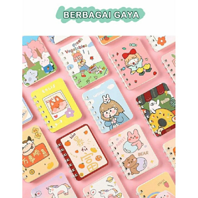 

notebook mini A7 buku kecil catatan/notebook ring motif/Scapbook Mini Buku Notes Kecil Alat Tulis