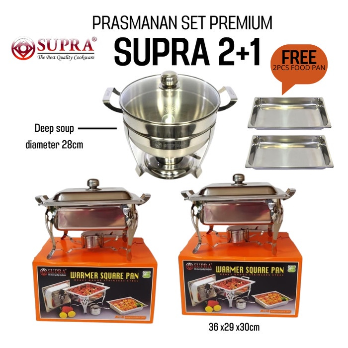 Prasmanan set premium SUPRA 2+1 Free Food pan 2Pcs