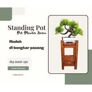 STANDING POT PLANTER KAYU MINIMALIS TANAMAN HIAS BUNGA DEKORASI