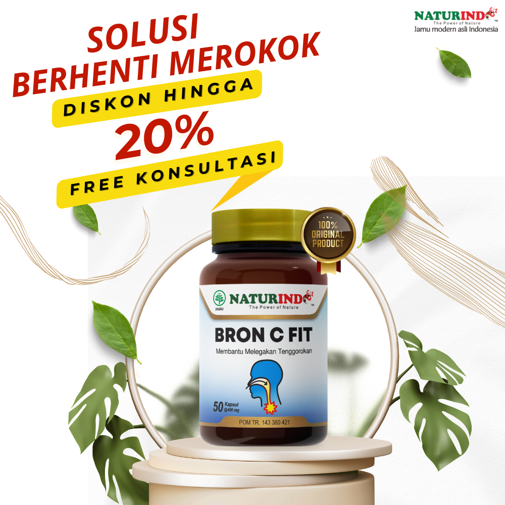 OBAT BERHENTI MEROKOK DADA SESAK GURAH PARU PENGHILANG CANDU MEROKOK HERBAL NATURINDO BRON C FIT 50 