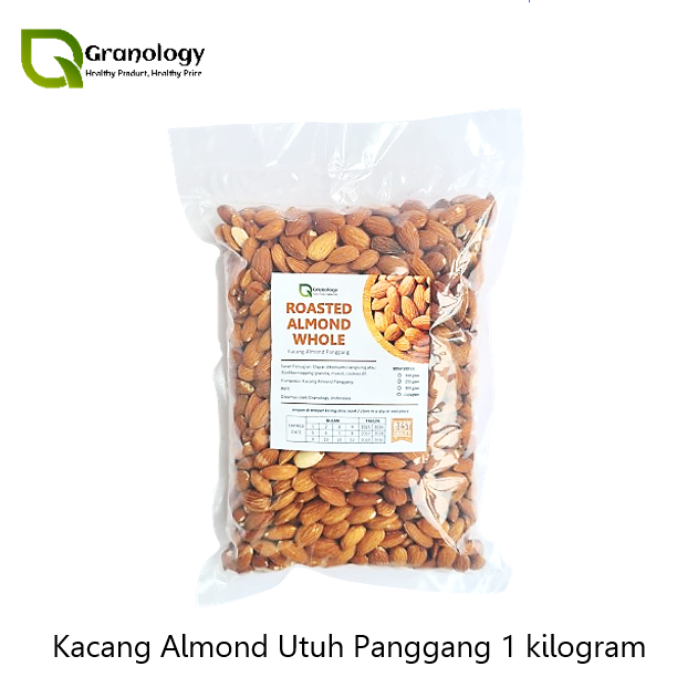 

Roasted Almond Whole / Almond Utuh Panggang / Almond Panggang (1 Kilogram) by Granology