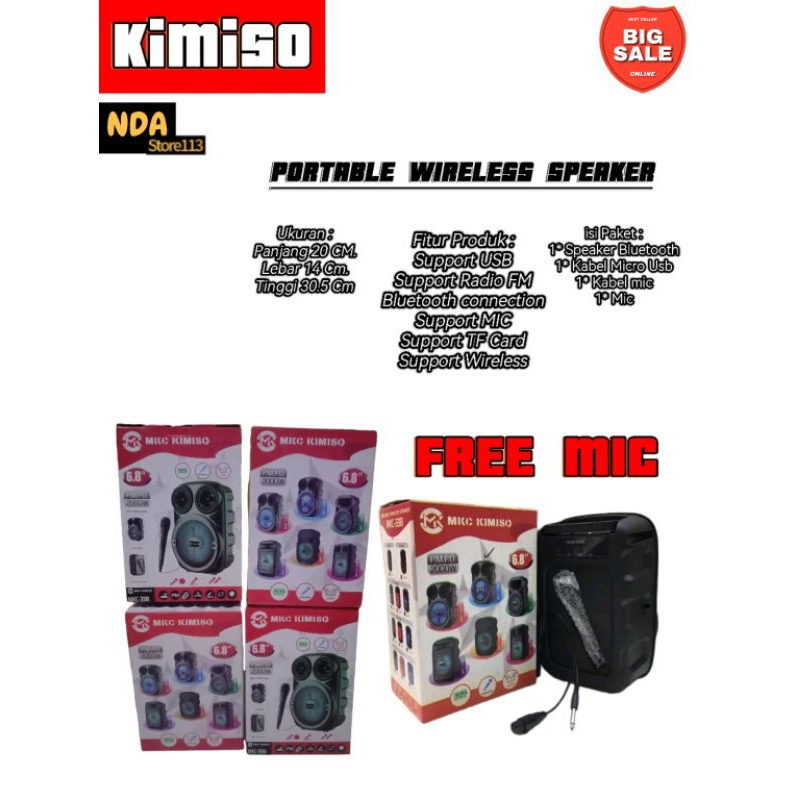 Speaker Bluetooth Karaoke KIMISO MKC-338 Wireless