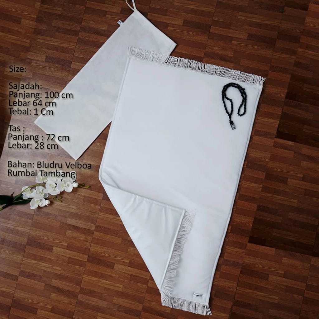 Sajadah Putih Polos Tebal Rumbai | Sajadah Empuk | Sajadah Lebaran