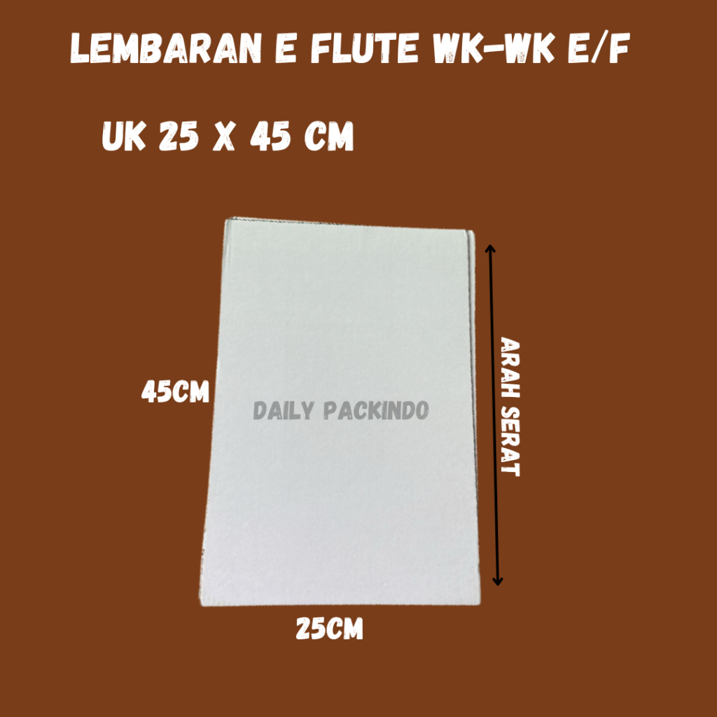 

Dus/Kardus/Lembaran Corrugated Putih Bolak Balik E Flute 2mm uk.25x45 cm