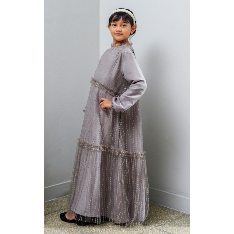 HIJUP ESSENTIALS - Anasera Girls Dress Ash Grey / Dress Anak
