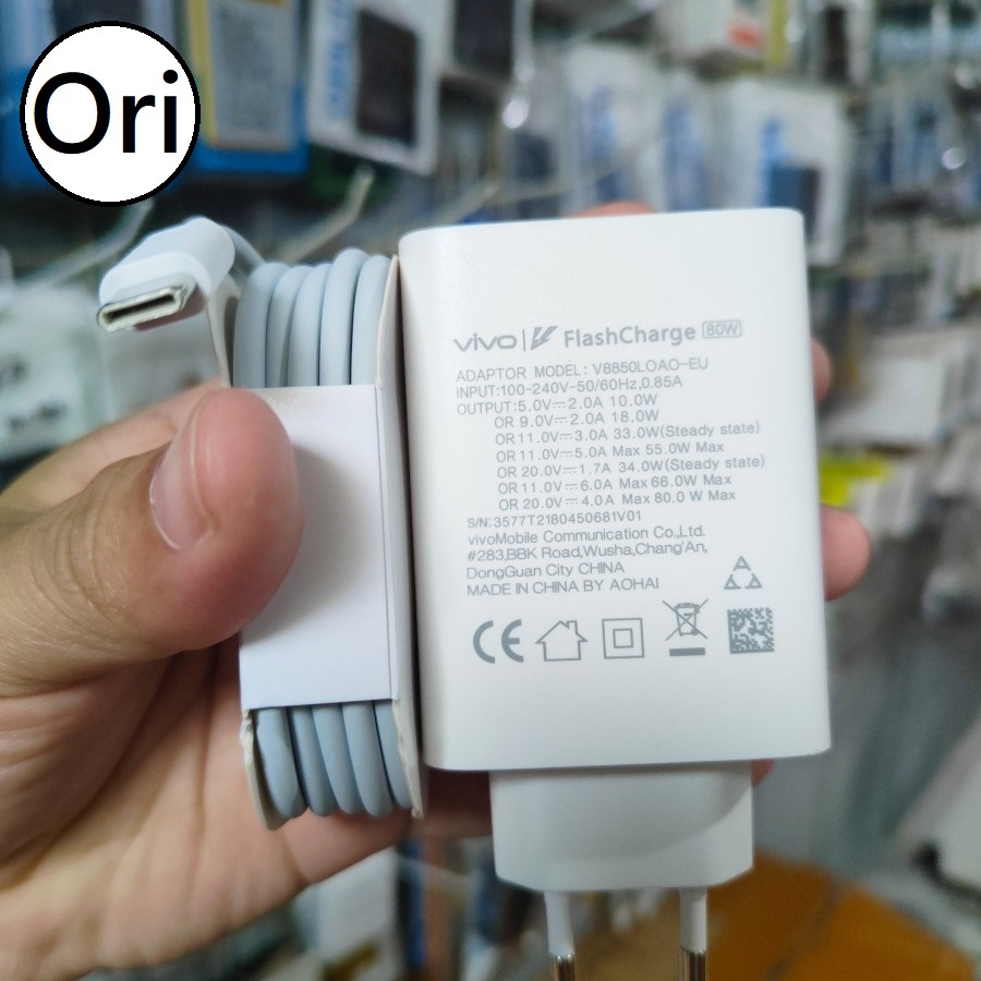 DC 80WATT ORI 100% TC Travel FlashCharge SUPER TYPE C USB Vivo V30 V30E V29 V29e V27 V27e Y100 V25 P