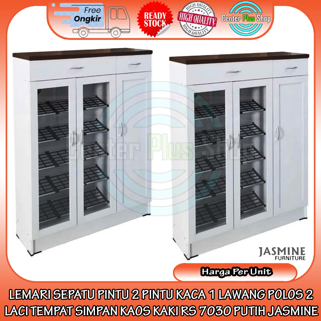 [Instant] LEMARI SEPATU PINTU 2 PINTU KACA 1 LAWANG POLOS 2 LACI TEMPAT SIMPAN KAOS KAKI RS 7030 PUT