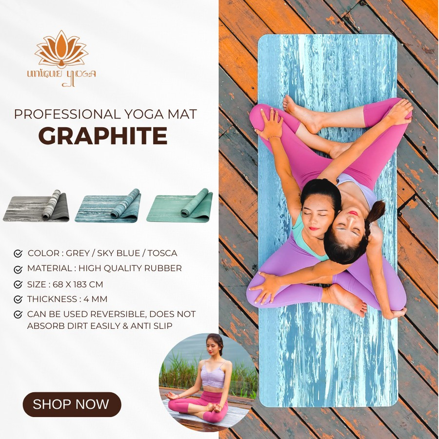 Yoga Mat Premium Graphite Matras Yoga Pilates Premium Motif Marble
