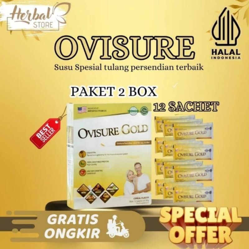 

Ovisure Gold Milk Susu Vitamin Tulang Dan Sendi Nyeri Otot Keram Isi 12 sechet Paket 2 box Ovisure Gold Susu