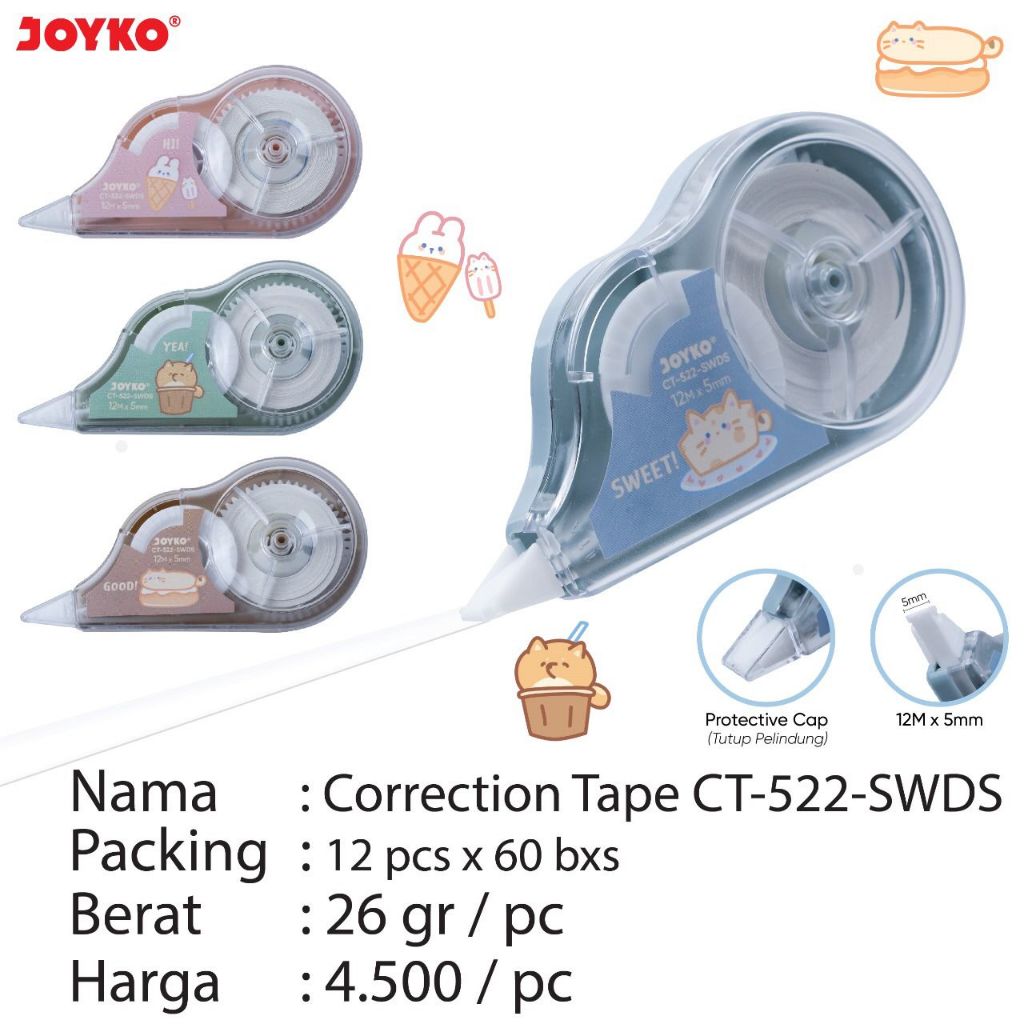 

Pita Koreksi Correction Tape Joyko CT-522-SWDS