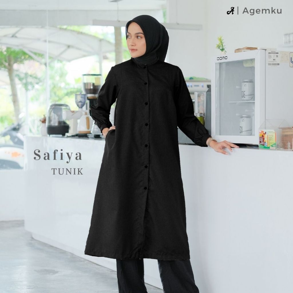 Tunik Safiya by Agemku - Tunik Cotton Twotone Adem dan Ringan Small - Big Size